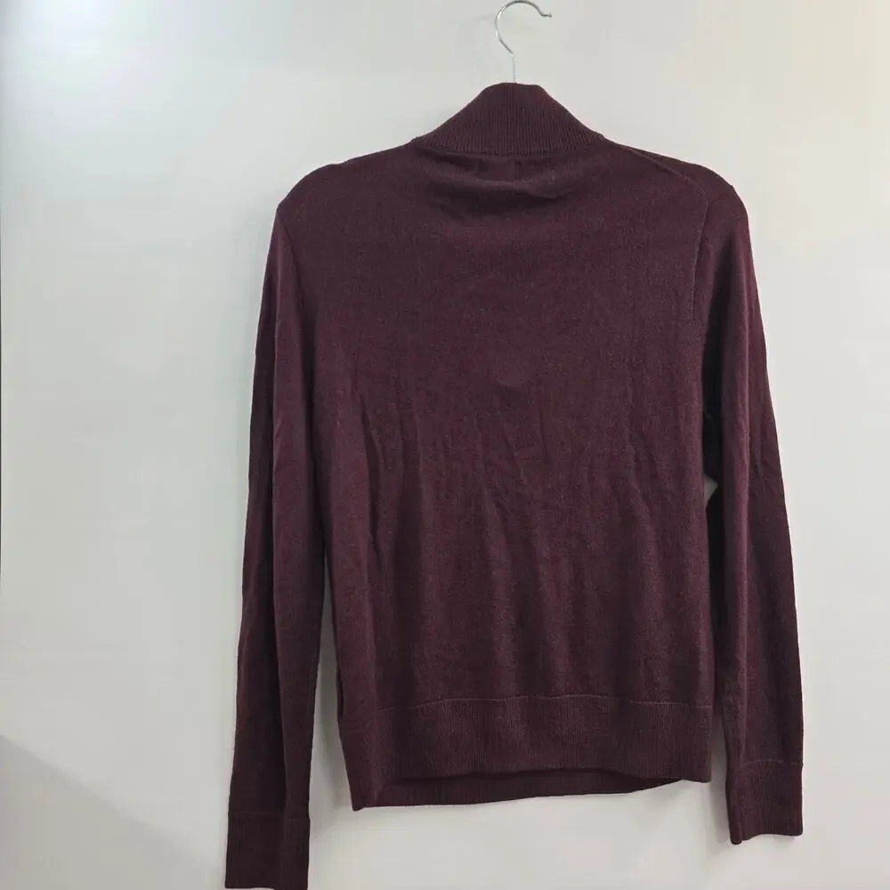 J.Crew Men’s Half Zip Merino Wool Blend Sweater Size S Burgundy Preppy Classic